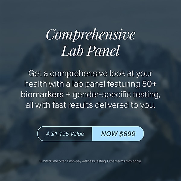 Comprehensive lab panel promotion with pricing details